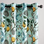 Topfinel Green Floral Curtains 84 Inches Long Vintage French Country Grommet Botanical Hummingbird Woodland Jungle Victorian Patterned Mint Green Lemon Drapes for Bedroom Dining Living Room