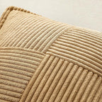 MIULEE Decorative Throw Pillow Covers for Couch Bed Livingroom 18x18 Inch Set of 2 Brown Boho Accent Throw Pllows Broadside Striped Patchwork Soft Corduroy Pillowcases
