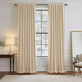 PONY DANCE Black Out Curtains 84 inch Long 2 Panels Burg for Living Room - Beige Window Treatments Room Darkening Curtains Back Tab/Rod Pocket Drapery for Bedroom, 52 Inches Wide, Set of 2, Beige