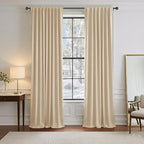 PONY DANCE Blackout Curtains for Bedroom - Back Tab & Rod Pocket Thermal Insulated Curtains Room Darkening Drapes for Living Room Sliding Door, 2 Panels, 52 x 95 Inch, Biscotti Beige