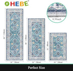 HEBE Boho Kitchen Rug Sets 3 Piece with Runner Non Slip Kitchen Rugs and Mats Washable Kitchen Mats for Floor Thick Kitchen Floor Mat Carpet Runner Rugs for Hallway Laundry Holiday Decor