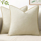MIULEE Decorative Couch Throw Pillow Covers 18x18 Inch Cream White 2 Pack