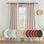 MIULEE Natural Linen Curtains 96 Inches Long 2 Panels for Bedroom Living Room, Soft Linen Textured Window Drapes Semi Sheer Light Filtering Back Tab Rod Pocket Farmhouse Modern Burlap Look Decor