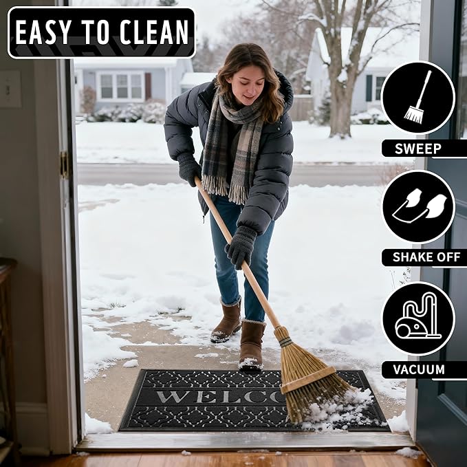 Yimobra Welcome Door Mat, 29.5 x 17 in, Black
