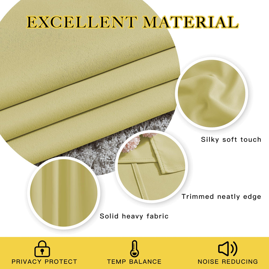 NICETOWN Paler Yellow Room Darkening Doorway Curtains 78 inch Length 2 Panels, Grommet Light Reducing Thermal Insulated Privacy Door Curtains Window Treatments for Bedroom, W52 x L78