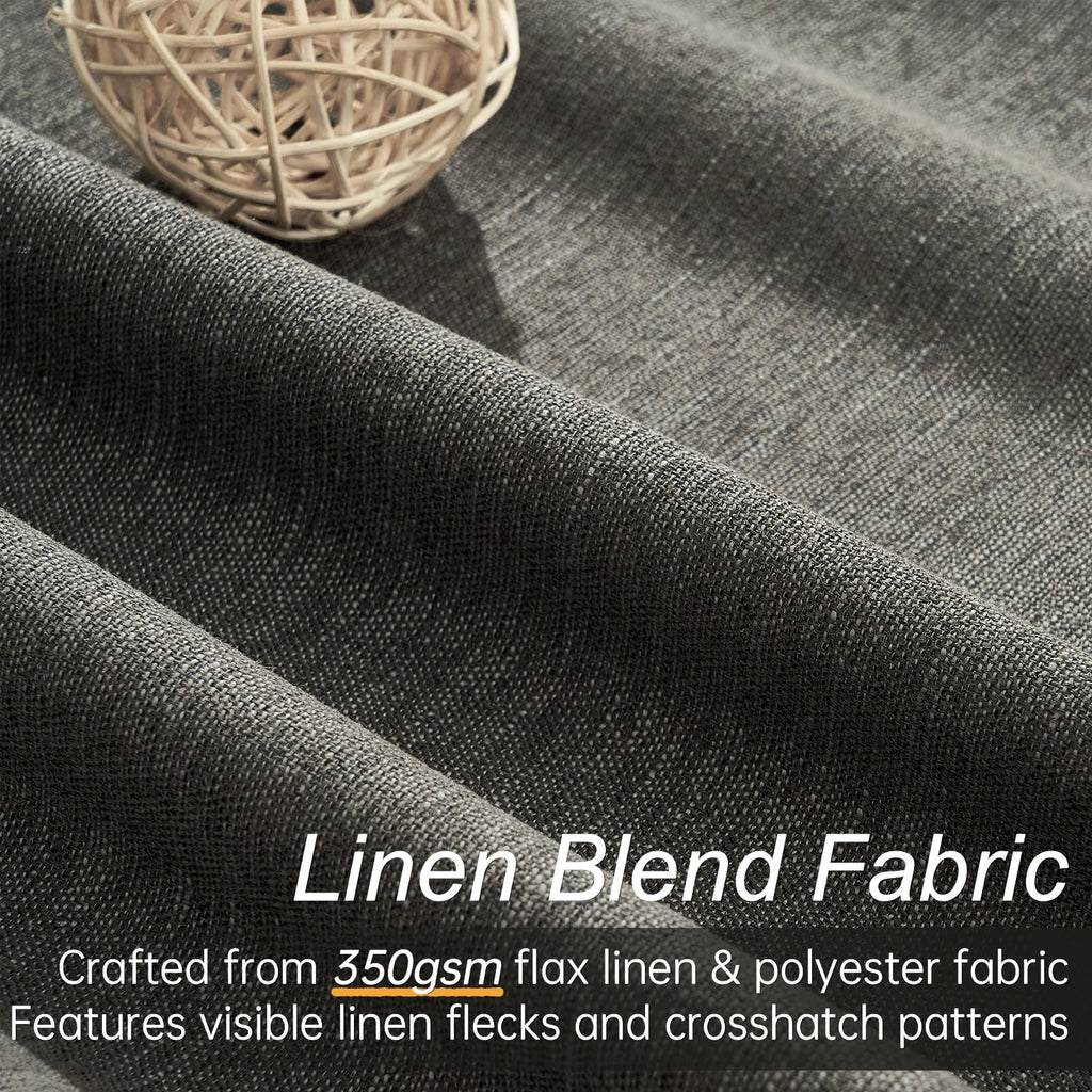 Topfinel 100% Blackout Linen Textured Curtains 84 inches Long Charcoal Gray Thermal Insulating Privacy Energy Saving for Bedroom Living Room Window Office Theater Baby Nursery Back Tab 2 Panels