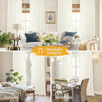 LAMIT Light Filtering Natural Linen Curtains 63 Inch Length for Living Room