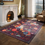 Babovid Purple Floral Area Rug 6x9 for Living Room Bedroom