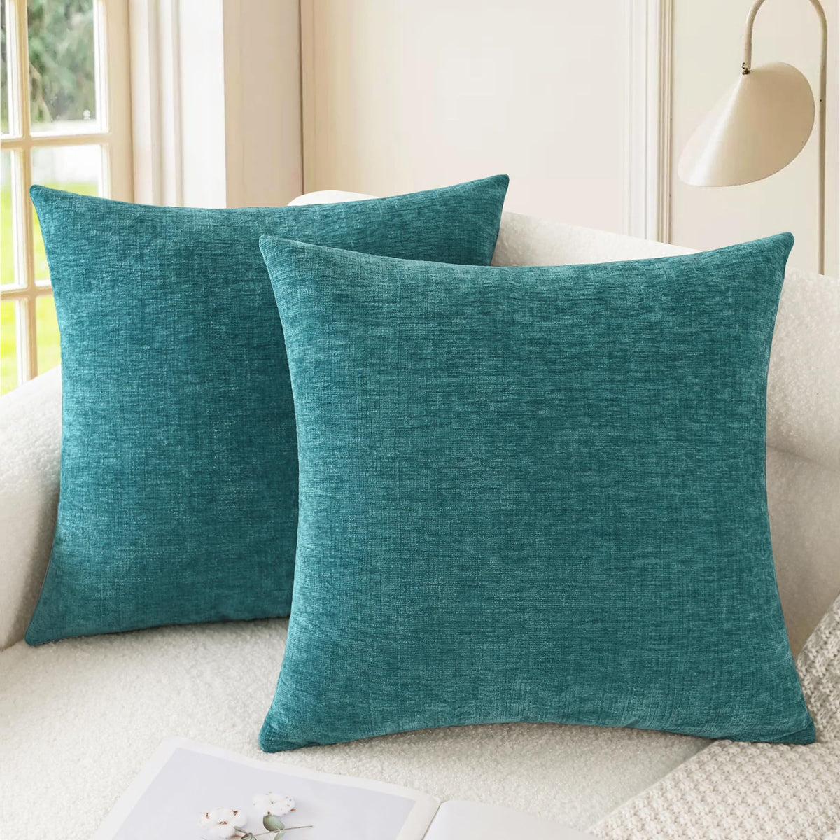 CaliTime Decorative Couch Throw Pillow Covers 26 X 26 Inches Baby Blue
