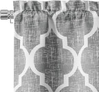 Beauoop Lattice Blackout Window Valance Curtain Panels Thermal Insulated Noise Reduction Drapes for Kitchen Cafe Living Room Quatrefoil Window Treatment Sets Rod Pocket, 50W x 18L, Gray, 1 Panel