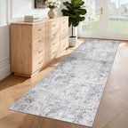 XLUEZ 2x8 Runner Rug for Hallway, Washable Modern Abstract Runner Rugs Neutral Soft Non Slip Kids Rug Stain Resistant Indoor Runners for Entryway Bedroom Kitchen Laundry Room(Bluegrey, 2'x8')