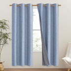NICETOWN Stone Blue Vintage Linen 100% Blackout Curtains for Classroom, Thermal Insulated Curtains 72" Long, Noise Reducing Window Treatment Drapes for Gym Room, 42" Wide Per Panel, Set of 2