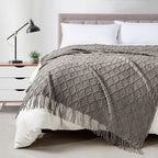 BOURINA Green Throw Blanket 50x60 Inch Boho Knitted Soft Throw Sofa Blanket