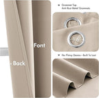 MIULEE Taupe Blackout Curtains - Bedroom Window Treatment Curtains Thermal Insulated Room Darkening Drapes for Living Room Kitchen Grommet Light Blocking Drapery, 40 x 45 Inches Long, 2 Panels