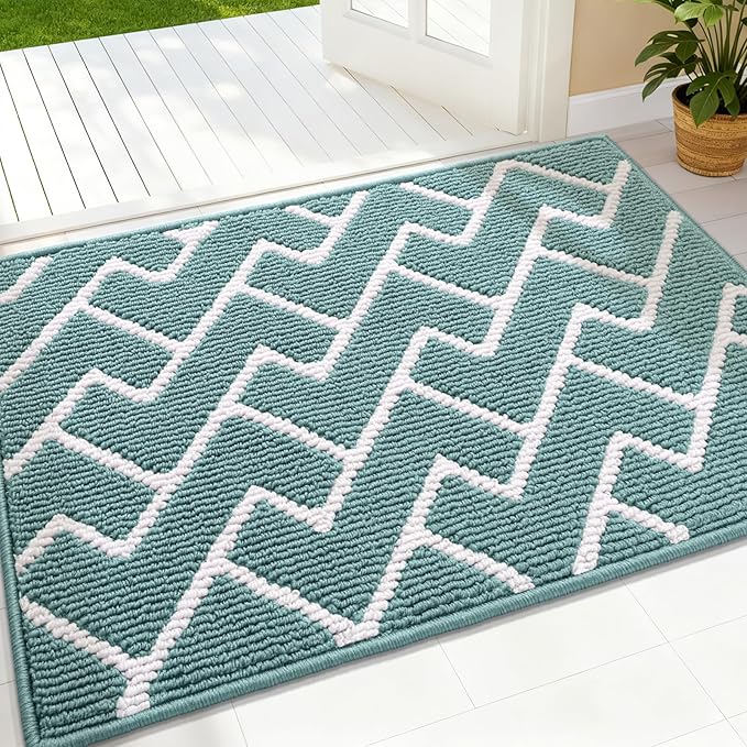 OLANLY Front Door Mat, Non-Slip Rubber Backing, Dirt Resistant and Absorbent, Washable, Easy to Clean Low-Profile Indoor Doormat for Back Door, Entryway, Inside Entrance, 36x24, Sage Green
