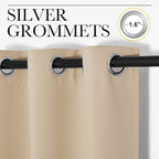 NICETOWN Room Darkening Curtain Panels for Cafe, Thermal Insulated Grommet Room Darkening Draperies/Drapes for Window (Biscotti Beige, 2 Panels, W34 x L48 -inch)