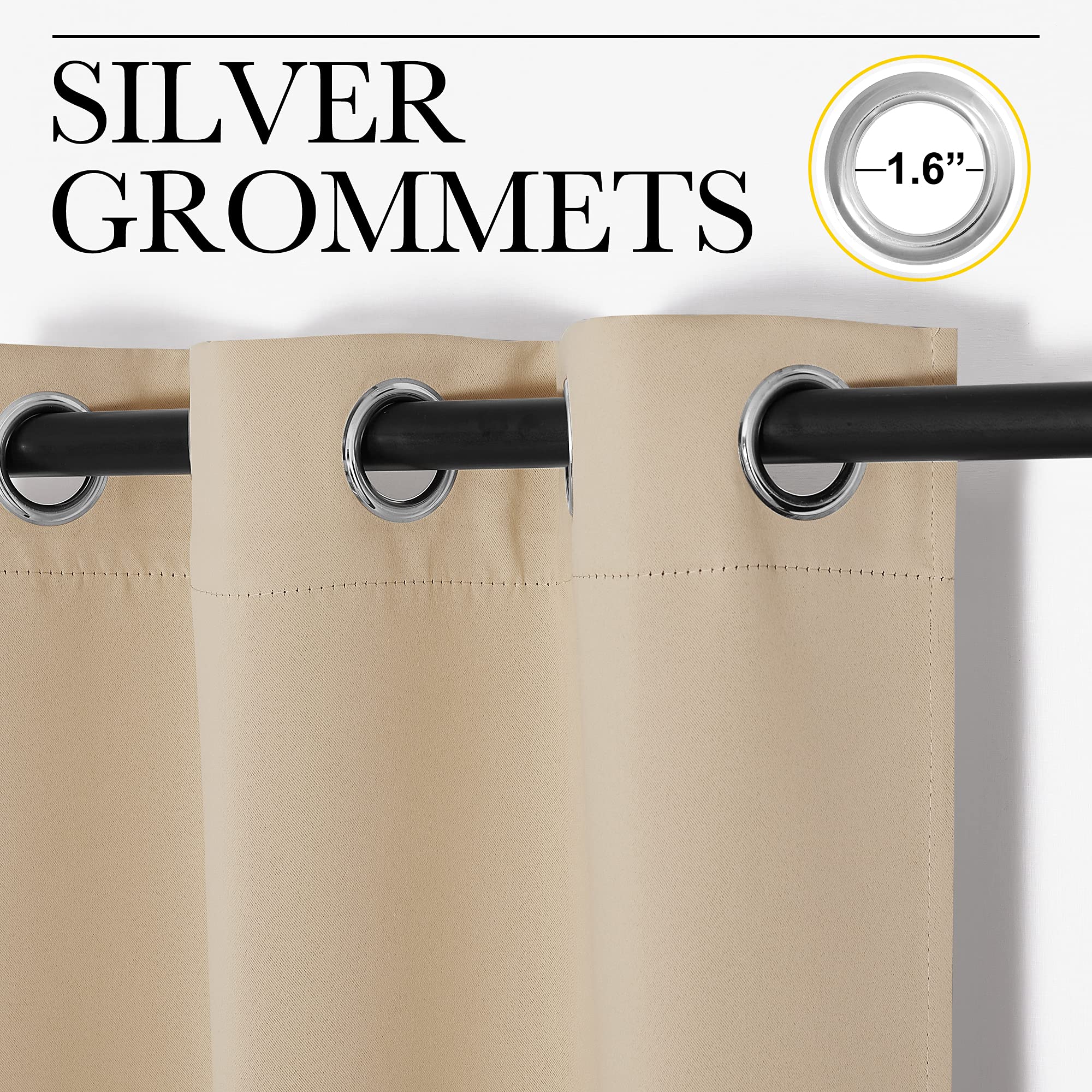 NICETOWN Room Darkening Curtain Panels for Loft, Biscotti Beige, 2 Panels, W29 x L40 -Inch, Thermal Insulated Grommet Room Darkening Draperies/Drapes for Window