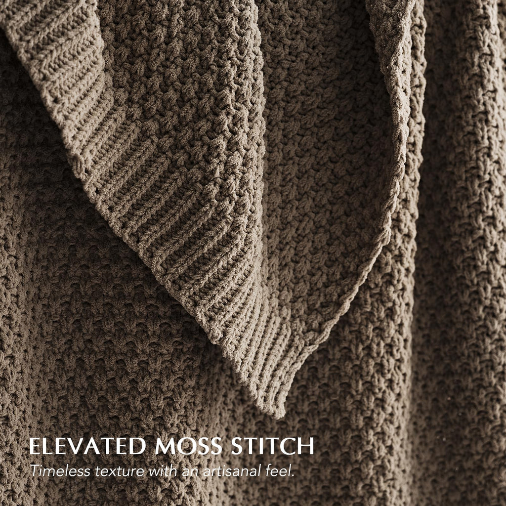 EVERGRACEHOME Chunky Chenille Knit Throw Blanket, 50 x 60, Mocha Brown