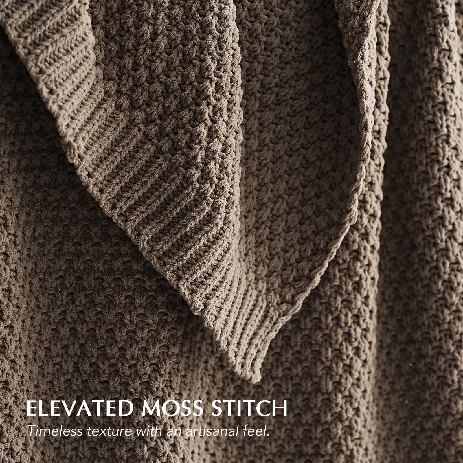 EVERGRACEHOME Chunky Chenille Knit Throw Blanket, 50 x 60, Mocha Brown