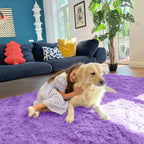 OLANLY Area Rugs for Living Room Bedroom, Machine Washable 4x5.9 ft Soft Fluffy Shaggy Bedside Rug, Indoor Floor Carpet for Kids Girls and Boys, Dorms, Nursery Rooms, Home Decor Aesthetic, Purple