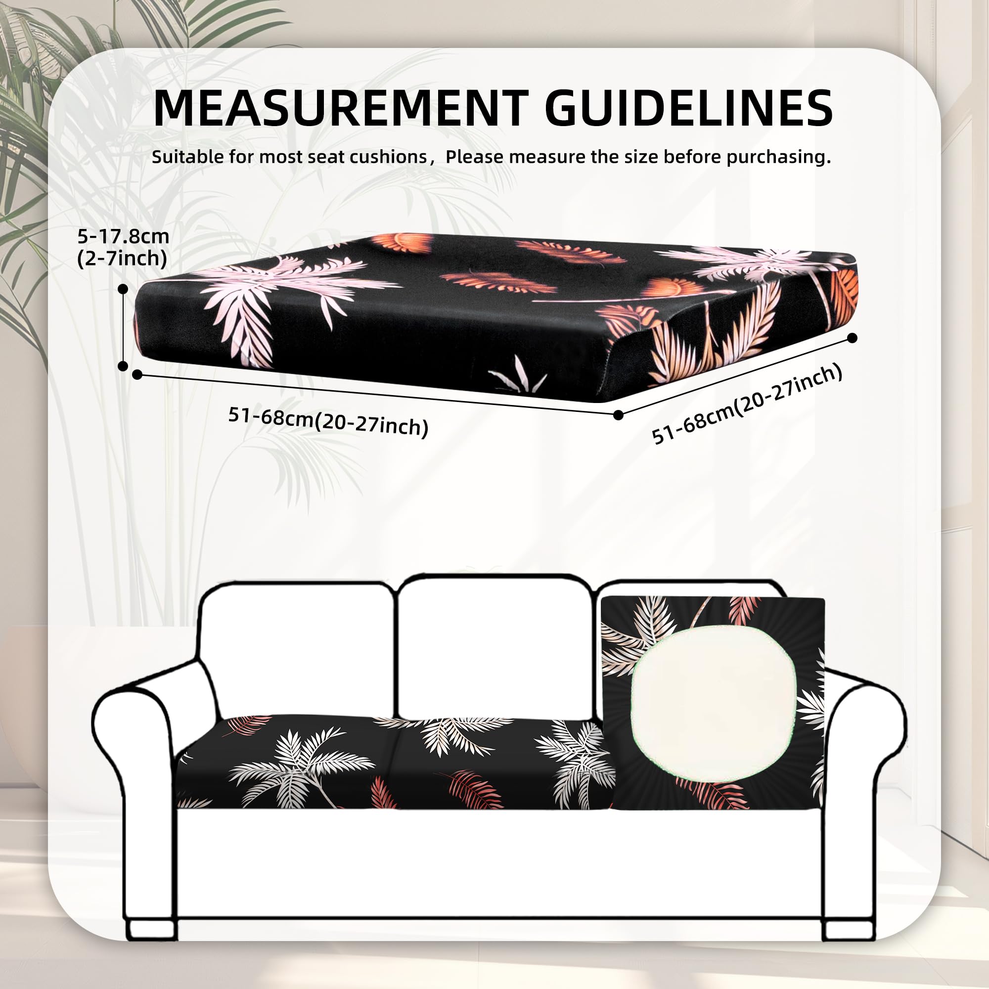 8 Piece Outdoor Cushion Covers, Patio Sofa Cushion Covers, Stretch Fit