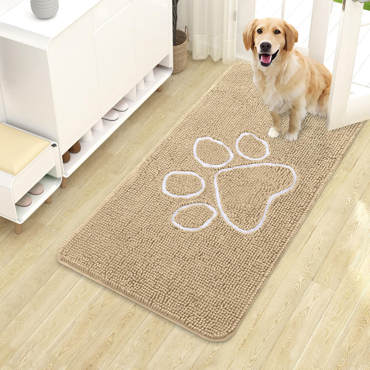 OLANLY Dog Door Mat for Muddy Paws 40x24, Super Absorbent Chenille Mud Mat