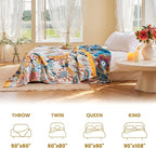 MSGKV Boho Throw Blanket 50"x60" Floral Cotton Blanket for Couch Sofa Spring Breathable Lightweight Farmhouse Blankets Home Decor Muslin All Seasons