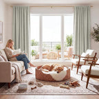 RYB HOME 100% Blackout Cream Curtains, Linen Texture Thermal Insulated Drapes for Bedroom/Living Room/Office/Nuesery, Privacy Farmhouse Full Blackout Window Treatment, W52xL84 Inch Long, 2 Panels