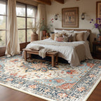 RELEANY Washable Area Rug, Large 10'x12', Beige/Blue/Orange
