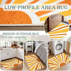 Front Door Mat Outside Entrance - 2x3 Boho Non-Slip Washable Doormat Indoor Outdoor Mat Orange Modern Retro Sun Entry Rug Small Throw Rugs for Entryway Bedroom Kitchen Front Porch Decor