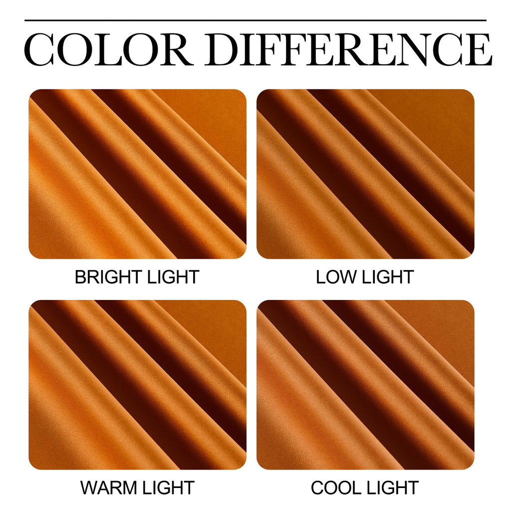 NICETOWN Room Darkening Cafe Satin Curtains for Small Windows, 42" Wide by 84" Long, 2 Panels, Orange, Grommet Privacy Faux Silk Blackout Drapes for Bedroom