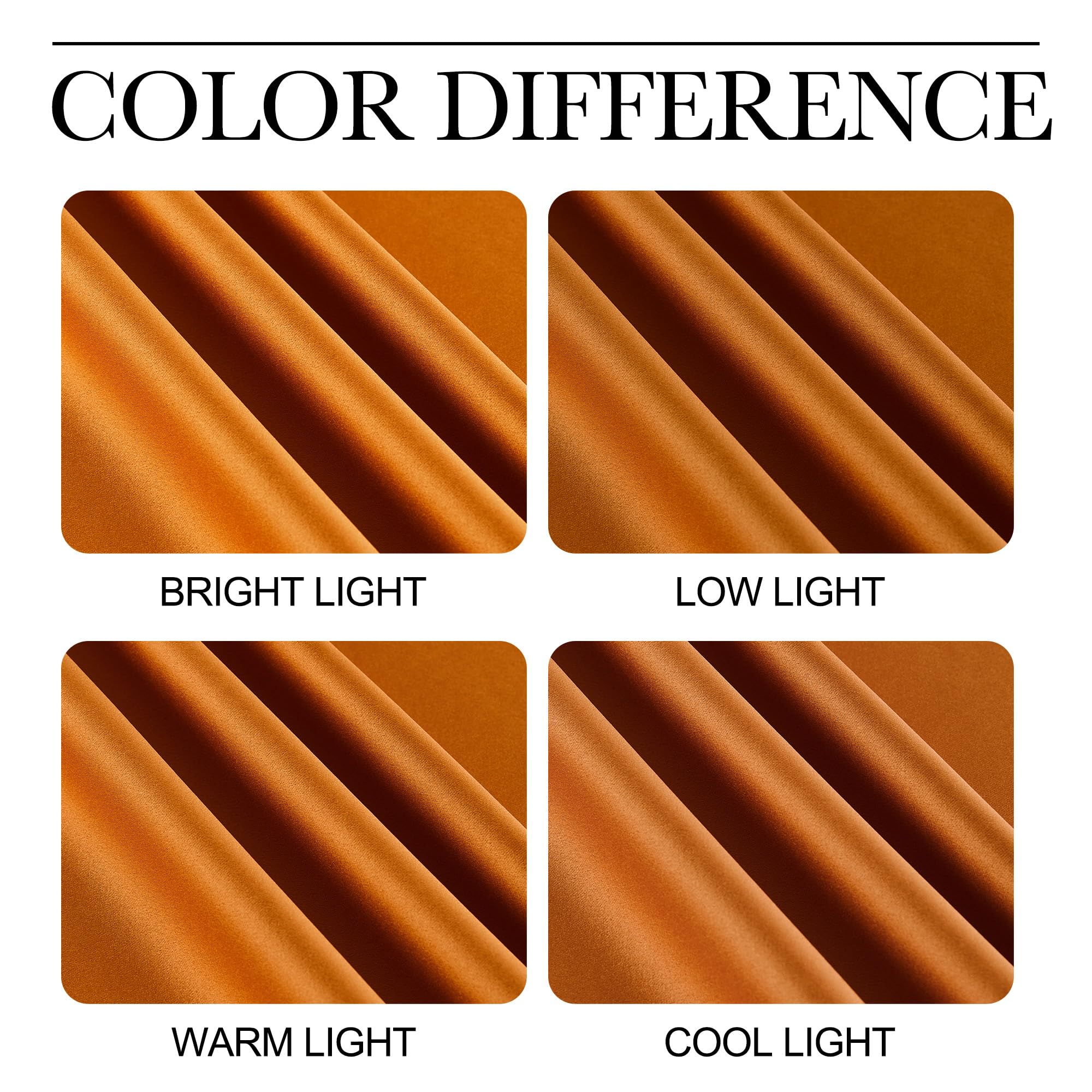 NICETOWN Room Darkening Cafe Satin Curtains for Small Windows, 42" Wide by 84" Long, 2 Panels, Orange, Grommet Privacy Faux Silk Blackout Drapes for Bedroom