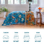 MSGKV Boho Throw Blanket 50"x60" 100% Cotton Floral Bird Throw for Couch
