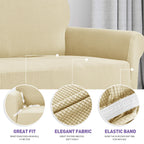 ZNSAYOTX Super Stretch Chair Slipcover Universal Sofa Chair Covers for Living Room Dogs Pet Furniture Protector Spandex Armchair Slipcovers with Anti Slip Foam Sticks (Beige, Chair)