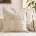 MIULEE Decorative Euro Sham Throw Pillow Covers 24x24 Inch Beige 2 Pack