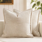 MIULEE Decorative Euro Sham Throw Pillow Covers 24x24 Inch Beige 2 Pack