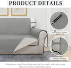 ISSUNTEX Double Protection 100% Waterproof Sofa Covers for Living Room, Reversible Couch Covers for 3 Cushion Couch Sofa, Furniture Protector Sofa Cover for Pets (X Large, Light Gray/Ivory)