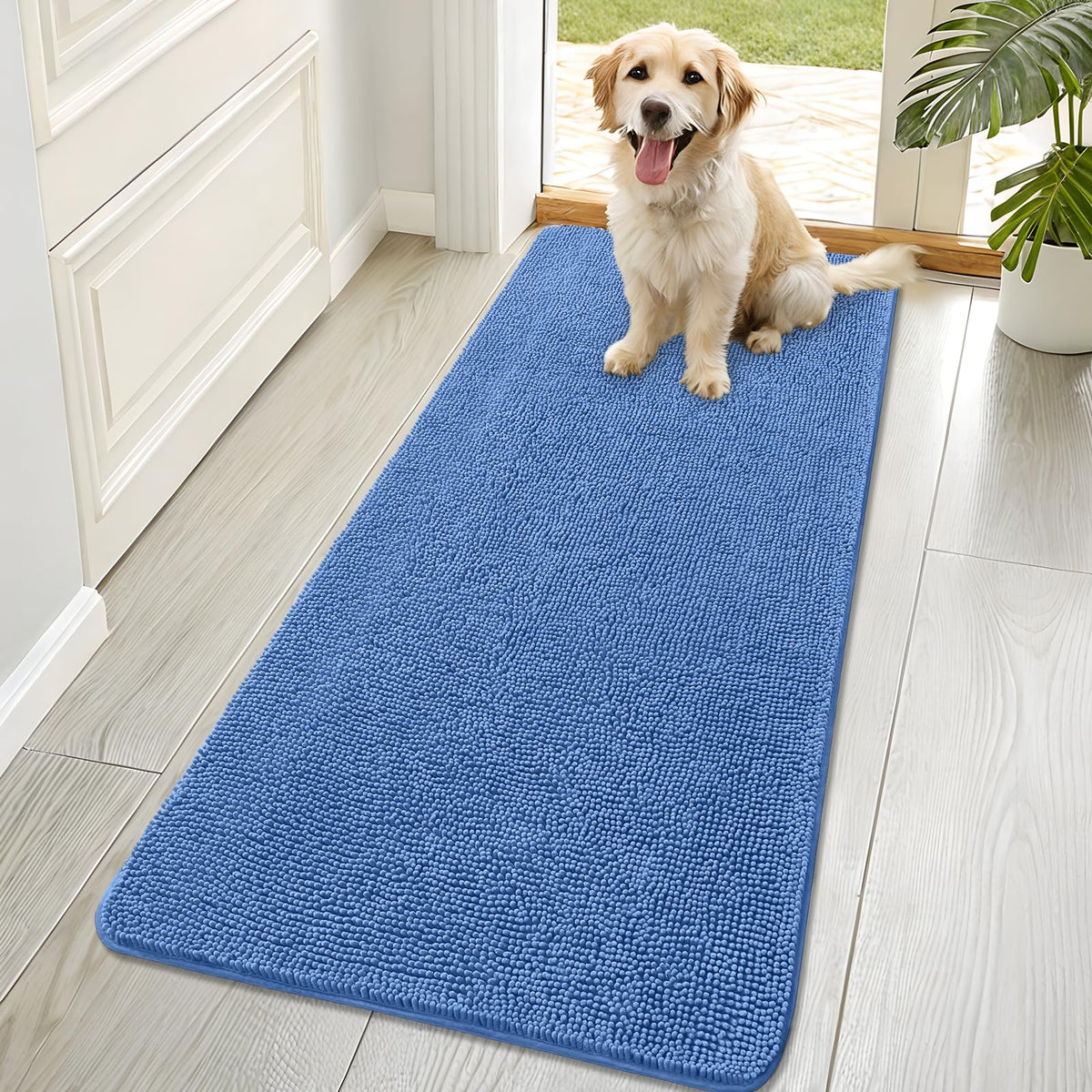 OLANLY Dog Door Mat for Muddy Paws 70x32, Super Absorbent Chenille Mud Mat