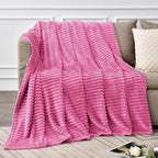 BEDELITE Fleece Throw Blanket for Couch – 3D Ribbed Jacquard Soft and Warm Decorative Fuzzy Blanket – Cozy, Fluffy, Plush Lightweight Hot Pink Throw Blankets for Bed, Sofa, 50x60 inches