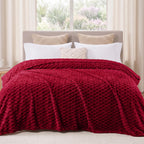 Exclusivo Mezcla 3D Fleece King Size Blanket for Bed, Burnt Orange