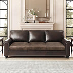 Leather Look Couch Cushion Covers Sofa Seat Slipcovers Sets Couches Furniture Protector for Sectional Armchair Loveseat Pets Kids Stretch Spandex Fabric (3 Cushion Sofa, Brown)