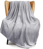 Exclusivo Mezcla Fleece Light Grey Throw Blanket for Couch, Sofa, Super Soft and Warm Blankets, All Season, Cozy, Plush, Lightweight, 50x60 Inches