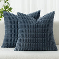 MIULEE Euro Sham Corduroy Decorative Throw Pillow Covers 24x24 Blue