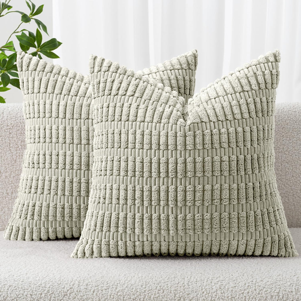 MIULEE Corduroy Decorative Throw Pillow Covers 20x20 Crimson Pack of 2
