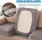 H.VERSAILTEX Velvet Stretch Couch Cushion Cover Plush Cushion Slipcover for Chair Cushion Furniture Protector Seat Cushion Sofa Cover (1 Piece Armchair Cushion Covers, Taupe Striped)