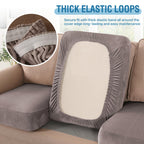 H.VERSAILTEX Velvet Stretch Couch Cushion Cover Plush Cushion Slipcover for Chair Loveseat Sofa Cushion Furniture Protector Seat Cushion Sofa Cover (3 Piece XL Sofa Cushion Covers, Taupe Striped)