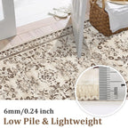 Yamaziot 2x10 Washable Hallway Runner Rug Non Slip Floral Carpet, Brown