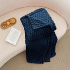 BEDELITE Fleece Throw Blanket for Couch & Bed - 3D Jacquard Decorative Navy Blanket, Super Soft and Cozy Warm Fuzzy Blanket All Seasons Suitable, 50x60Inches