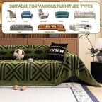 HANDONTIME Boho Couch Cover Geometric Striped Pet Covers for Couches and Sofas Olive Green and Black Dog Cover for Couch Pet Friendly Chenille Sectional Sofa Covers for Pets Washable, 71" X 150"