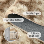 5x7 Ft Large Shag Rugs for Bedroom Living Room Decor for Men Boys, Tie Dyed Ultra Soft Fluffy Furry Area Rug for Indoor Floor, Aesthetic Carpet for Home Decor (Khaki)